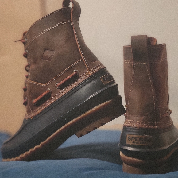 Men's Decoy Duck Boot in Dark Tan and Navy by Sperry - Picture 8 of 12